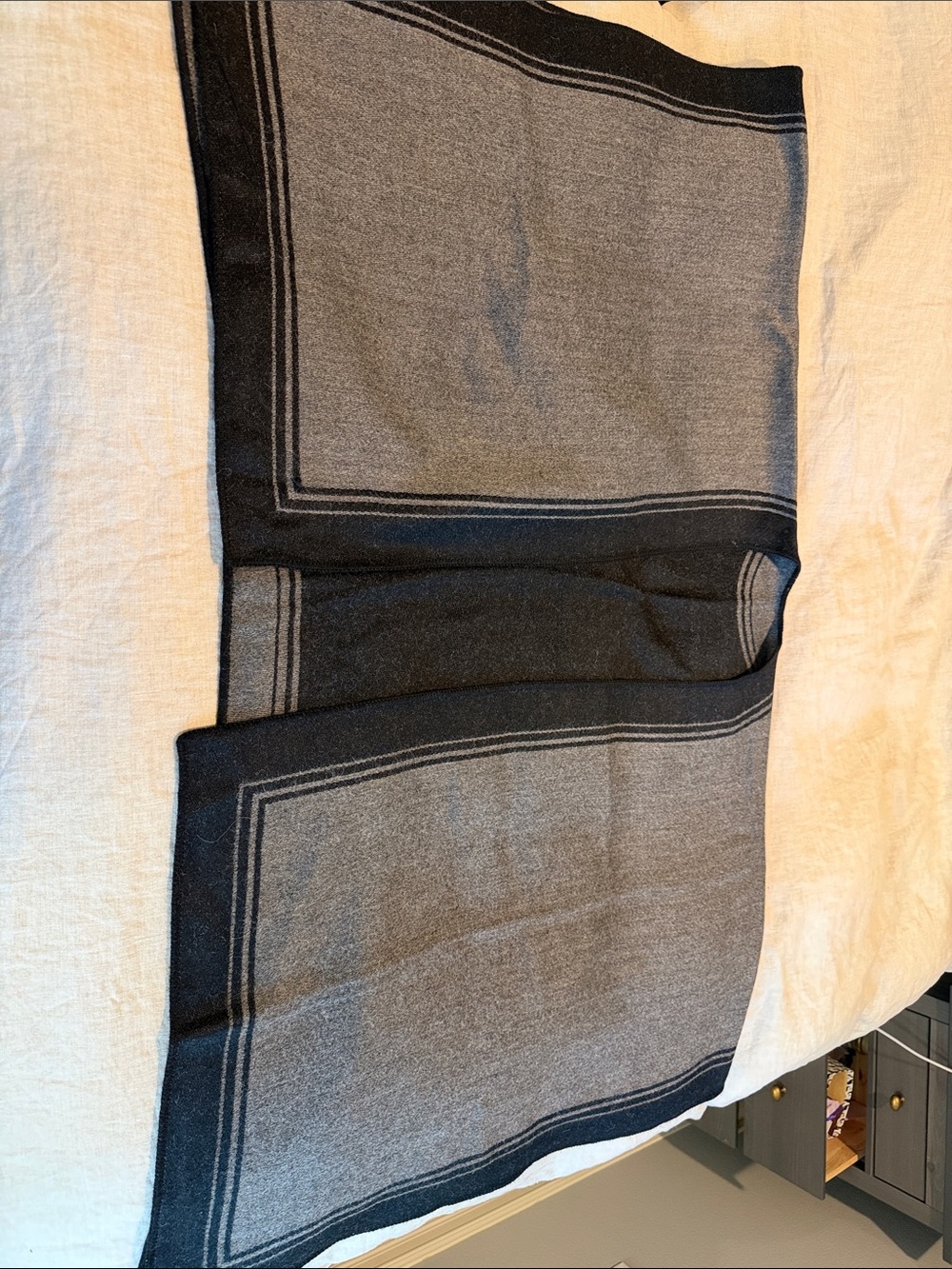 Classic Two-Tone Rectangular Scarf in Gray and Black